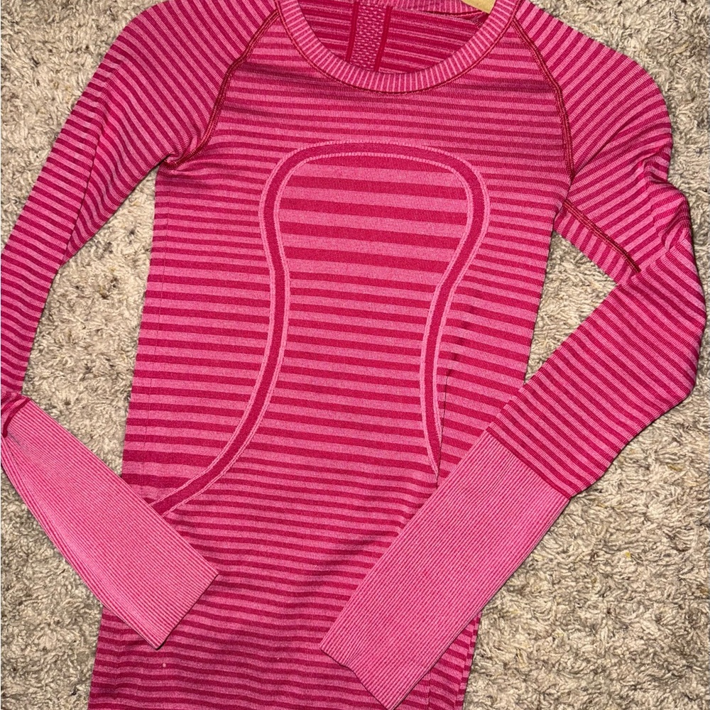 lululemon athletica Pink Striped Long Sleeve Top